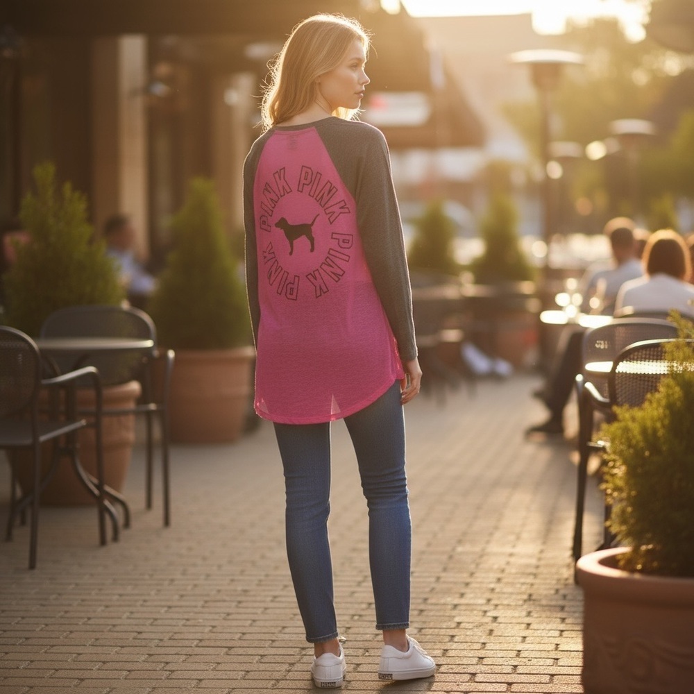 PINK Victoria's Secret Gray Pink Top